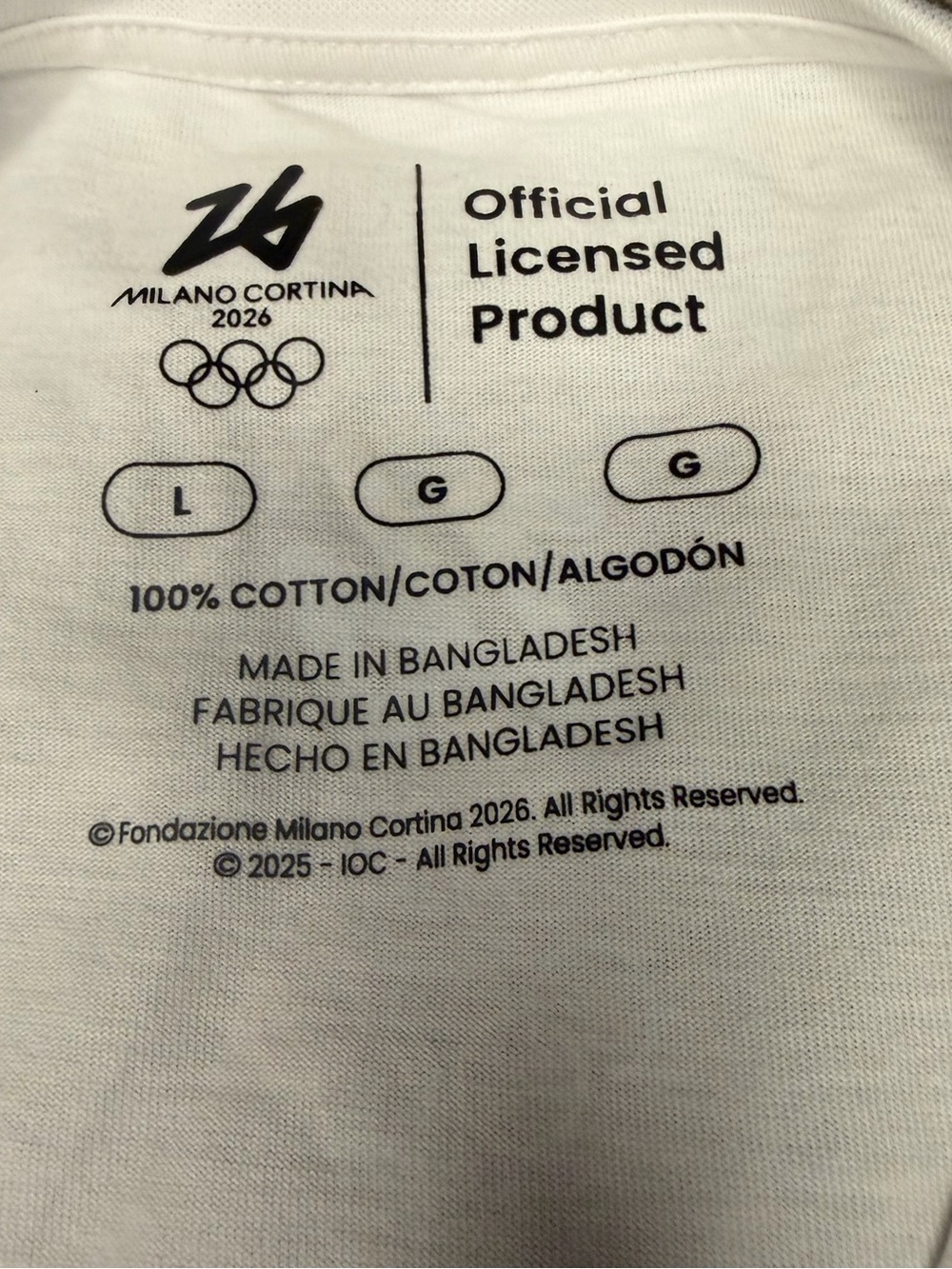 Milano Cortina 2026 White Logo Short Sleeve T-Shirt - Picture 4 of 11